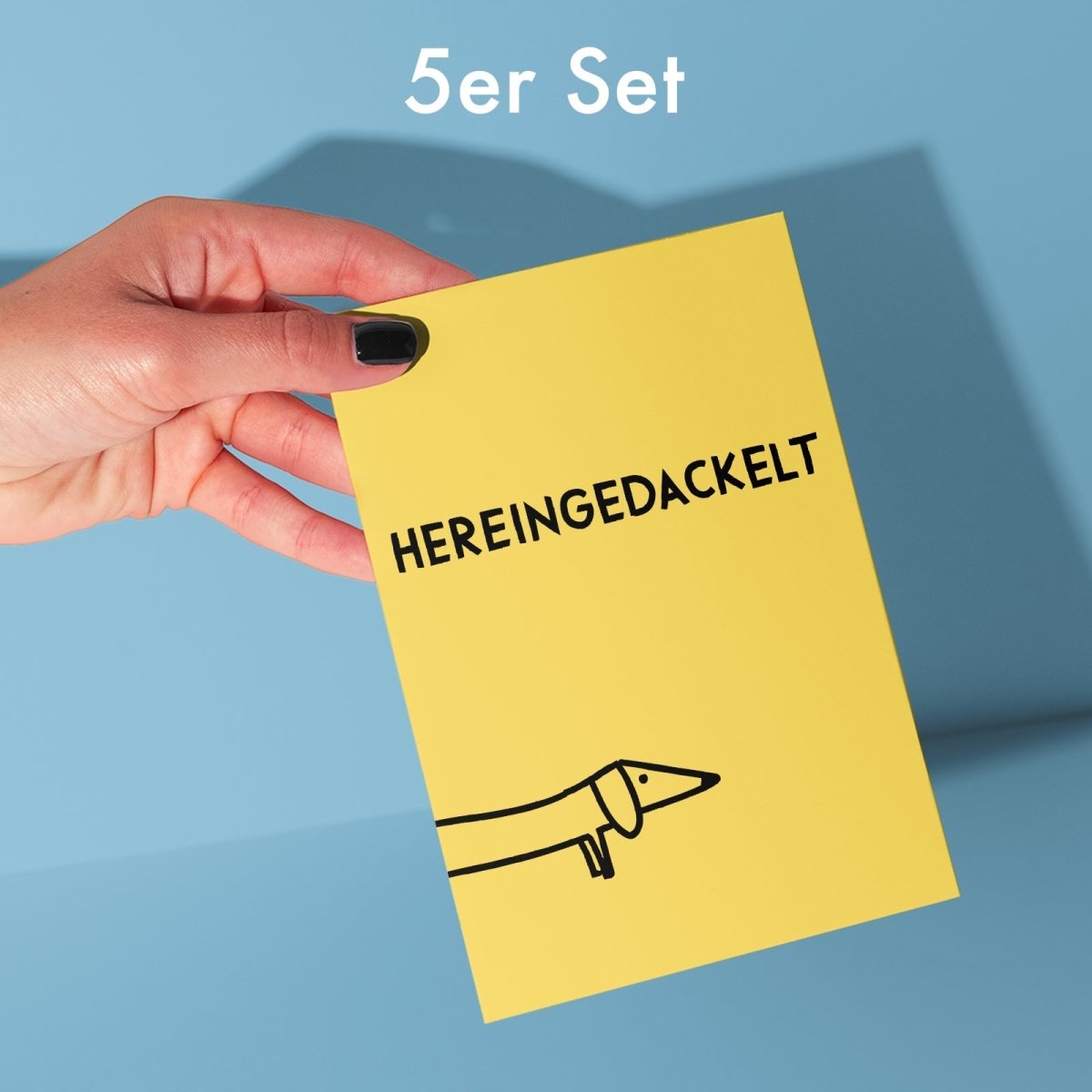 5er Set Dackel - Postkarten • Hereingedackelt in gelb - vonSUSI