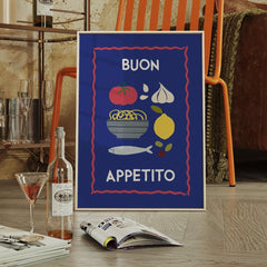 Buon Appetito Poster • Italienisches Poster für die Küche • Italienische Wandkunst • Modernes Italo Poster • blau bunt - vonSUSI