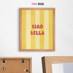 Ciao Bella Poster • modernes italienisches Poster • italienische Wandkunst • Fine Art Poster in gelb - vonSUSI