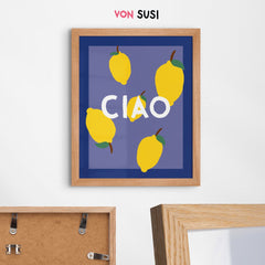 Ciao Poster mit Zitronen im italienischen Design 🍋 - vonSUSI