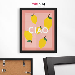 Ciao Poster mit Zitronen im italienischen Design - vonSUSI