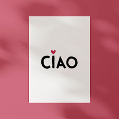 Ciao Poster • Wandbild in weiß mit Herz • minimalistisches Ciao Design Poster in weiß rot - vonSUSI