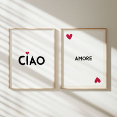 Ciao Poster • Wandbild in weiß mit Herz • minimalistisches Ciao Design Poster in weiß rot - vonSUSI