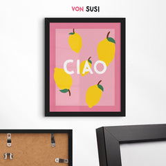CIAO ZITRONE • Italienische Wandkunst • Modernes Typografie Poster • Zitrone • Amalfi • Italy Poster - vonSUSI
