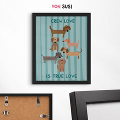 Crew love is true love Dackelposter mit Dackel Illustration - vonSUSI