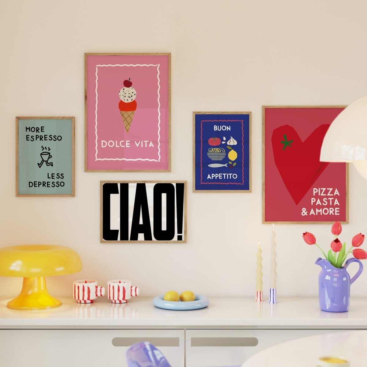 Dolce Vita Küchenposter pink • modernes Wandbild • Italienisches Poster • Poster für Küche und Esszimmer - vonSUSI