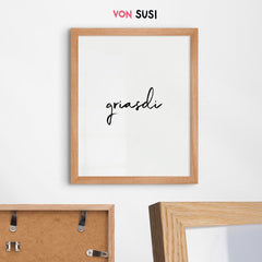 Griasdi Poster mit Schreibschrift - vonSUSI