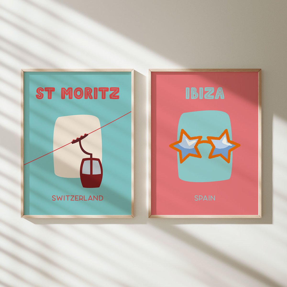 Ibiza Poster • Städteposter Ibiza Spanien • Ibiza Kunstdruck • Poster mit Sonnenbrille - vonSUSI
