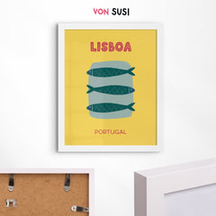 Lisboa Poster • Städteposter Lisboa Portugal • Lissabon Poster • Kunstdruck • Poster mit Fisch Motiv - vonSUSI