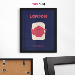 London Poster • Städteposter London England • Kunstdruck • modernes London Poster mit Teekanne - vonSUSI