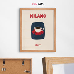 Milano Poster • Städteposter Italy • Italien Kunstdruck • Poster mit Espresso • Poster für Kaffeeliebhaber - vonSUSI