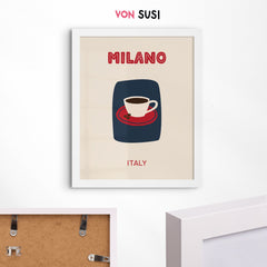 Milano Poster • Städteposter Italy • Italien Kunstdruck • Poster mit Espresso • Poster für Kaffeeliebhaber - vonSUSI