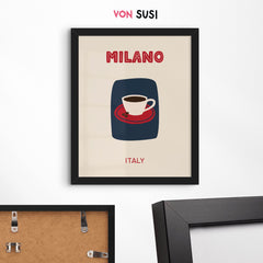 Milano Poster • Städteposter Italy • Italien Kunstdruck • Poster mit Espresso • Poster für Kaffeeliebhaber - vonSUSI