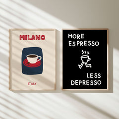 More Espresso less Depresso Poster für Kaffeeliebhaber - vonSUSI