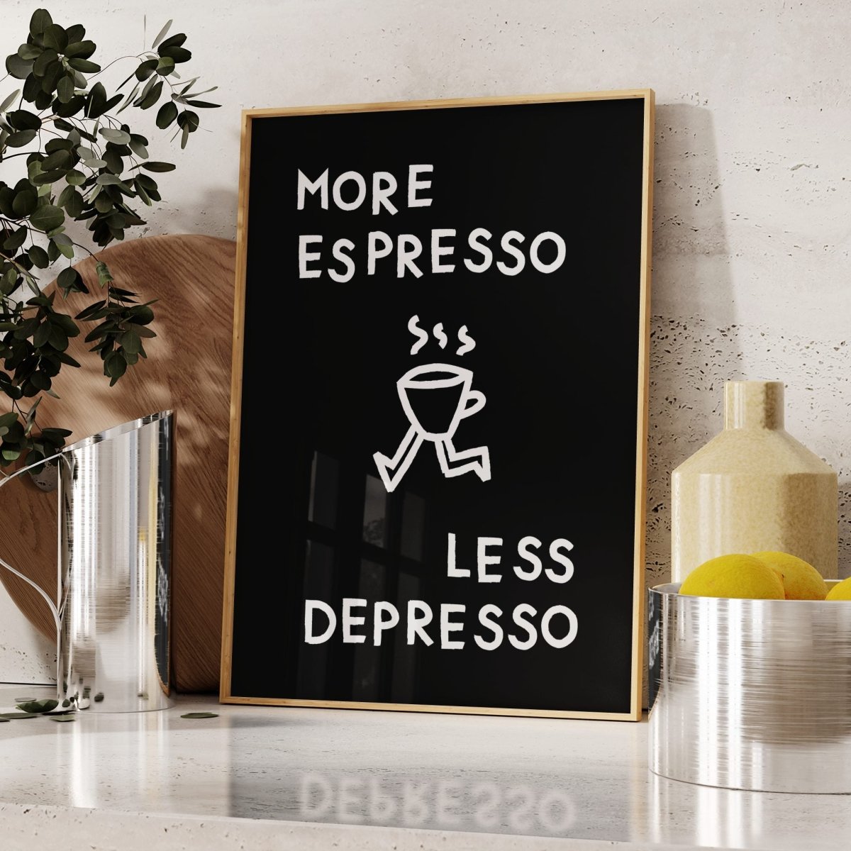 More Espresso less Depresso Poster für Kaffeeliebhaber - vonSUSI