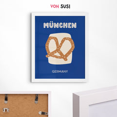 München Poster • Städteposter München • Bayern Poster • Poster mit bayerischer Brezn - vonSUSI