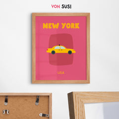 New York City Poster • Städteposter New York USA • gelbes Taxi Kunstdruck • modernes NYC Poster - vonSUSI