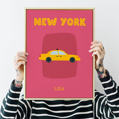 New York City Poster • Städteposter New York USA • gelbes Taxi Kunstdruck • modernes NYC Poster - vonSUSI