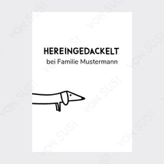 Personalisierbares Dackelposter "Hereingedackelt" - vonSUSI Personalisiert