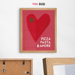 Pizza Pasta & Amore Poster • italienisches Poster für die Küche - vonSUSI