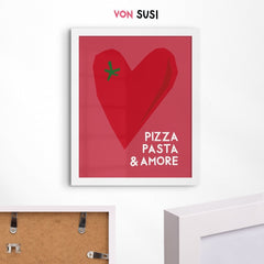 Pizza Pasta & Amore Poster • italienisches Poster für die Küche - vonSUSI