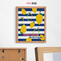 Portofino Poster 🍋 • Italienisches Wandbild • modernes Italien Poster mit Zitrone - vonSUSI