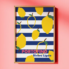 Portofino Poster 🍋 • Italienisches Wandbild • modernes Italien Poster mit Zitrone - vonSUSI