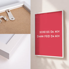 Scheiss da nix dann feid da nix • Typografie Poster in pink • bayerischer Spruch • Kult • Humor • Wandbild mit München Dialekt - vonSUSI