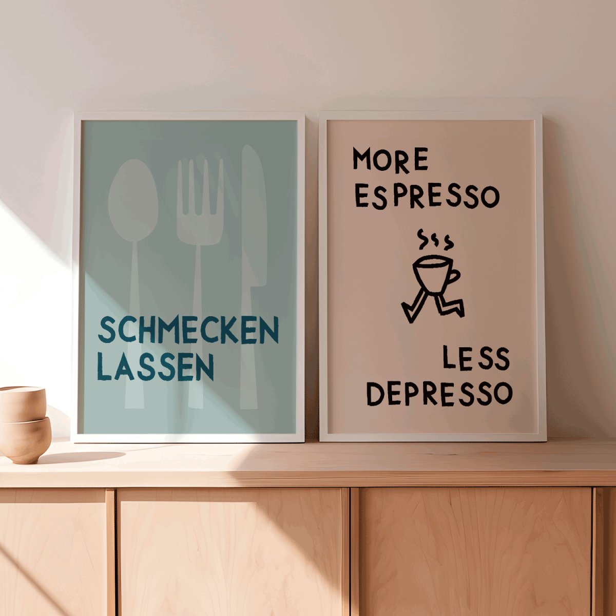 Schmecken lassen Poster • Wandbild für Küche oder Esszimmer • Küchenposter mit Spruch • Bild für's Esszimmer mint - vonSUSI