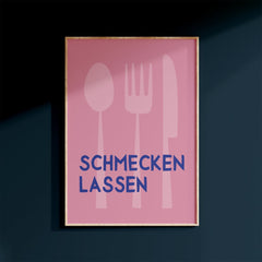 Schmecken lassen Poster • Wandbild für Küche oder Esszimmer • Poster mit Spruch • Bild Esszimmer pink - vonSUSI