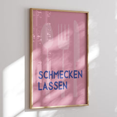 Schmecken lassen Poster • Wandbild für Küche oder Esszimmer • Poster mit Spruch • Bild Esszimmer pink - vonSUSI