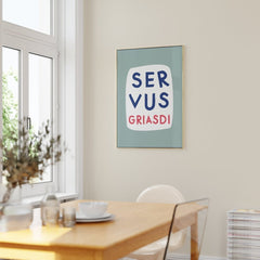 Servus Griasdi • bayrisches Typografie Poster in mint weiß blau • bayerischer Spruch • Wanddeko für Bayern • moderner Print in bayrisch - vonSUSI