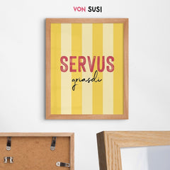 Servus Griasdi Poster • bayrisches Typografie Poster • bayerischer Spruch • bayerisches Geschenk - vonSUSI