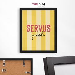 Servus Griasdi Poster • bayrisches Typografie Poster • bayerischer Spruch • bayerisches Geschenk - vonSUSI