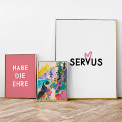 Servus mit Herz • bayerische Wandkunst • Poster für waschechte Bayern • Bayerisches Poster • Typoposter - vonSUSI