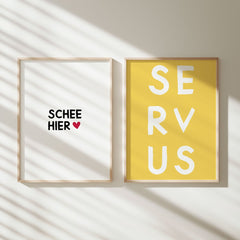 Servus Poster • bayerisches Plakat mit Dialekt • Wanddeko mit bayerischem Spruch - vonSUSI