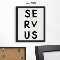 Servus Poster • bayrische Wandkunst • Poster für waschechte Bayern • Bayerisches Poster • Bayerisches Plakat • Typoposter - vonSUSI