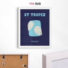 St Tropez Poster • Städteposter Saint Tropez • Cote d'Azur Poster • Poster mit Austern - vonSUSI
