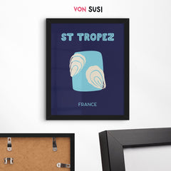 St Tropez Poster • Städteposter Saint Tropez • Cote d'Azur Poster • Poster mit Austern - vonSUSI