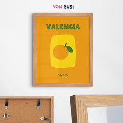 Valencia Poster • Städteposter Valencia Spanien • moderner Kunstdruck • Poster mit Orange - vonSUSI