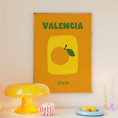 Valencia Poster • Städteposter Valencia Spanien • moderner Kunstdruck • Poster mit Orange - vonSUSI