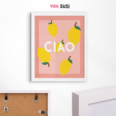 Ciao Poster mit Zitronen im italienischen Design