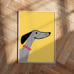 Whippet Poster in gelb • Whippet Poster • Wandbild mit Whippet Illustration - vonSUSI